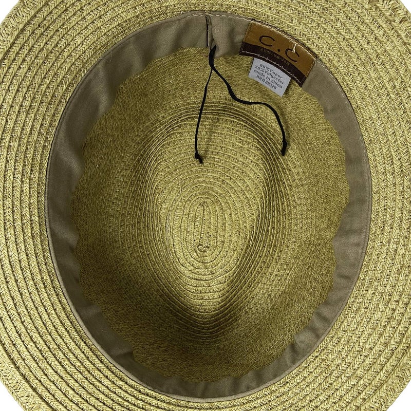 Funky Junque Women's Straw Fedora Sun Hat - UPF 50+ Protection, Short Brim, Stylish Woven Pattern - Image 3